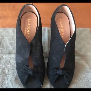 Claudia Ciuti Black 8.5M - Black Bow Cozy Heel